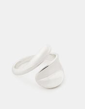 Sterling Silver-Plated Crossover Band Ring , , large