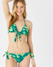 Leaf Print Triangle Bikini Top, Green (GREEN), large