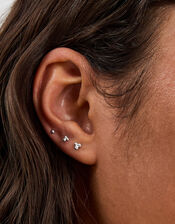 3-Pack Sterling Silver Ball Stud Earrings, , large