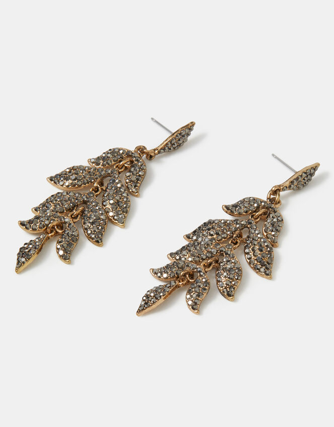 Pav&eacute; Leaf Drop Earrings, , large