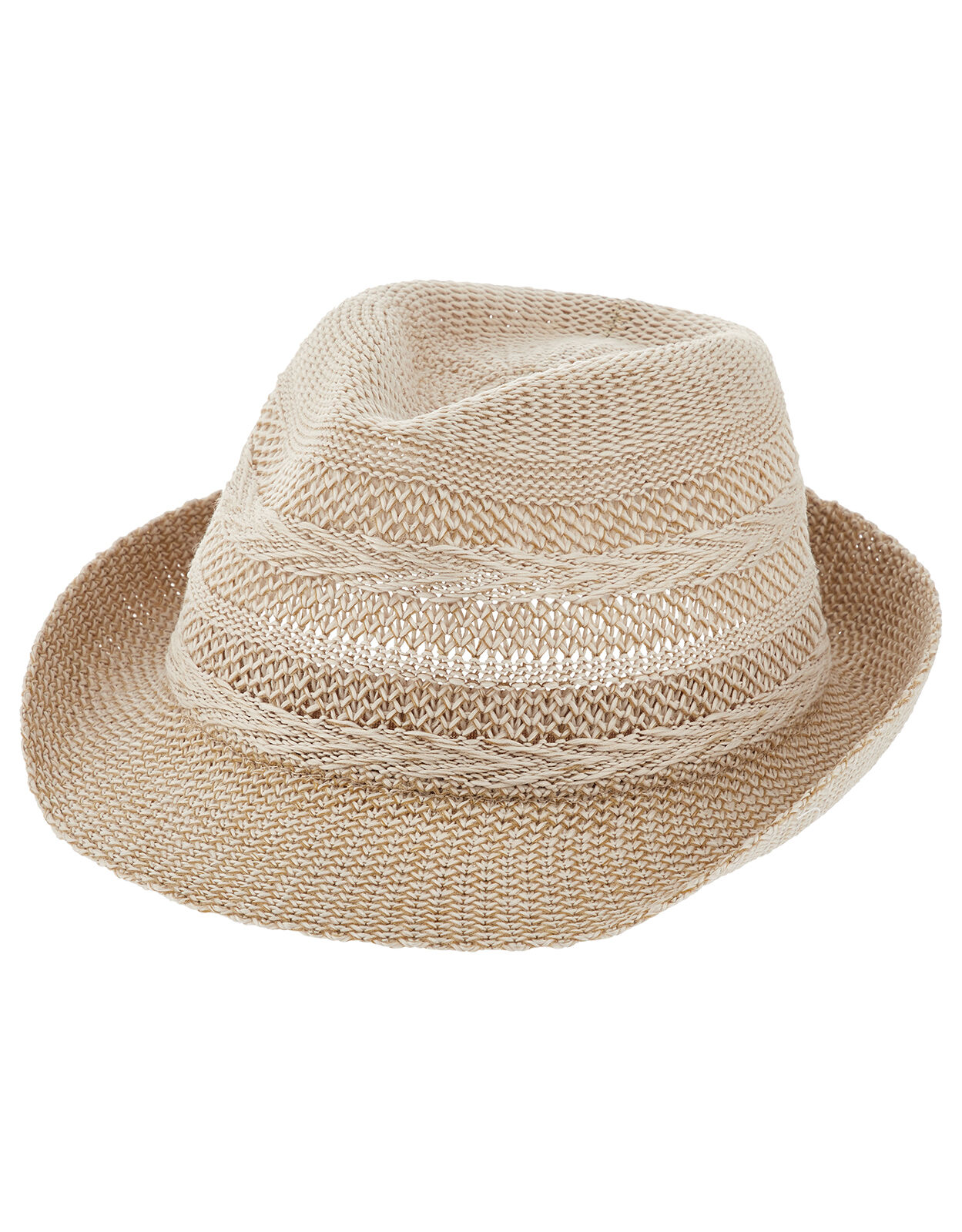 Chevron Packable Trilby Hat Natural Hats Accessorize UK