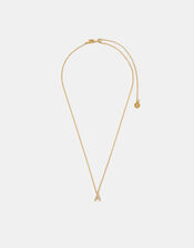 14ct Gold-Plated Diamanté Initial Pendant Necklace, Gold (GOLD), large