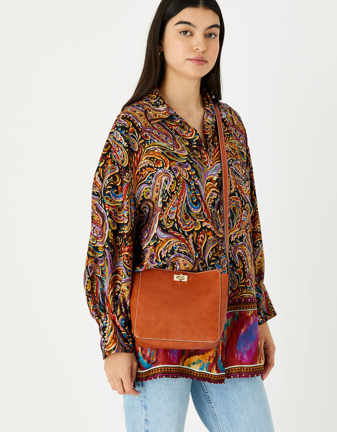 Twist Lock CrossBody Bag Orange Crossbody bags Accessorize UK