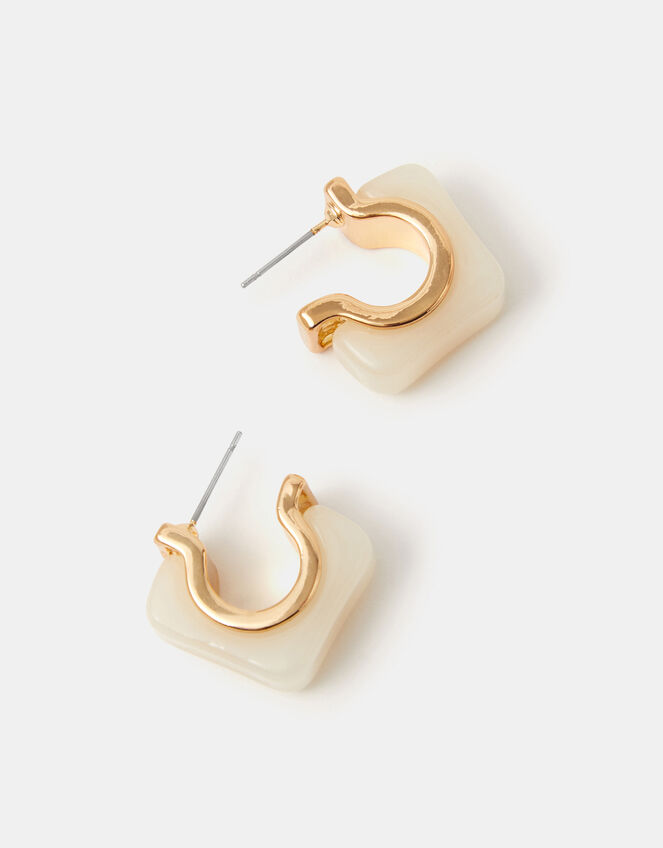 Chunky Square Resin Hoop Earrings, , large