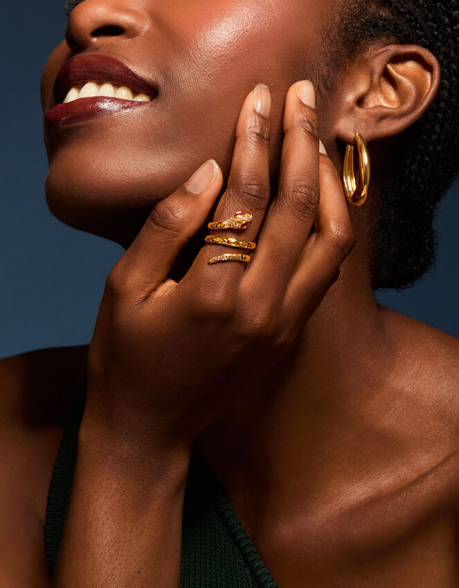 14ct Gold-Plated Snake Wrap Ring, Gold (GOLD), large