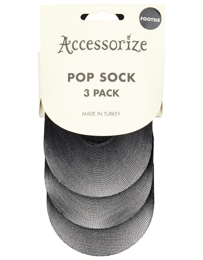 Footsie Socks Set of Three, Black (BLACK), large