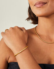 14ct Gold-Plated Twisted Bangle Cuff, , large