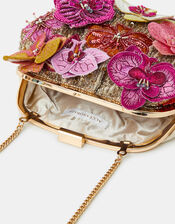 3D Flower Embellished Clutch Bag, , large