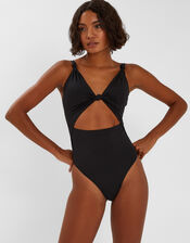 Knot Cut-Out Swimsuit, Black (BLACK), large