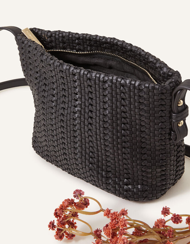 Woven Cross-Body Bag, Black (BLACK), large
