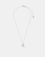 Sterling Silver-Plated Molten Initial Pendant Necklace, Silver (ST SILVER), large