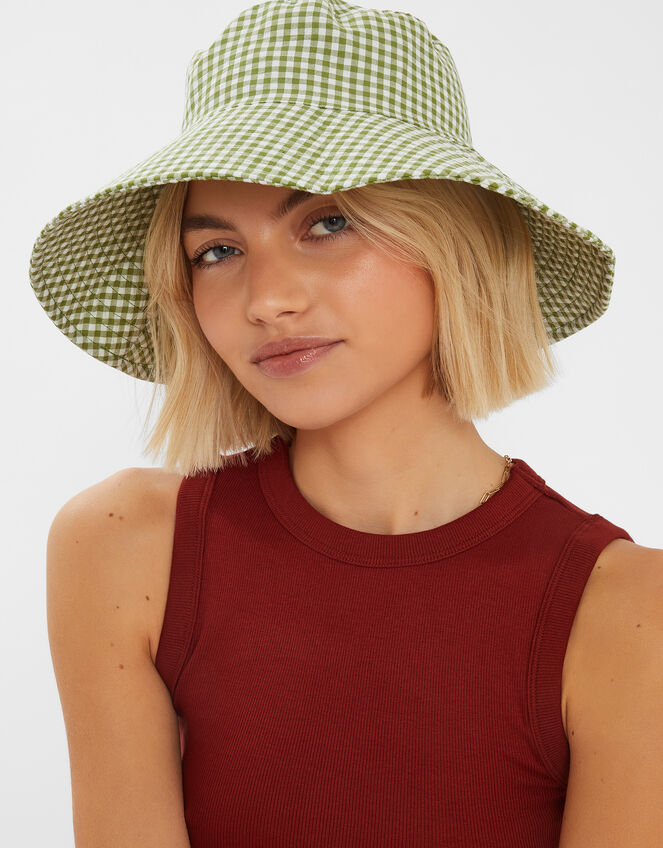 Gingham Bucket Hat, , large
