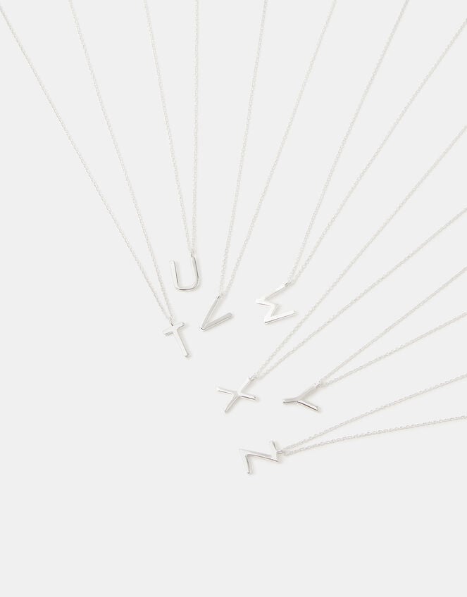 Sterling Silver Initial Pendant Necklace, Silver (ST SILVER), large