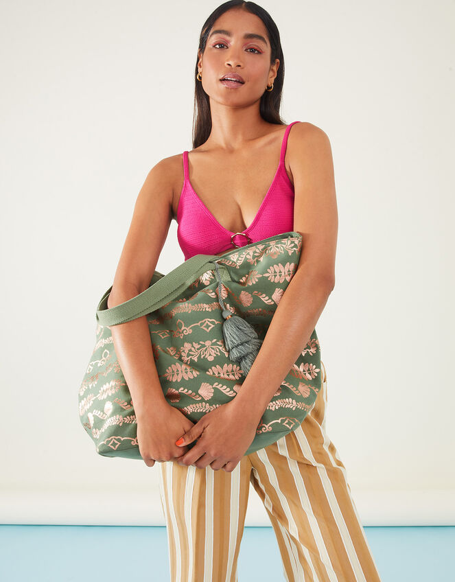 Foil Print Beach Tote Bag, , large