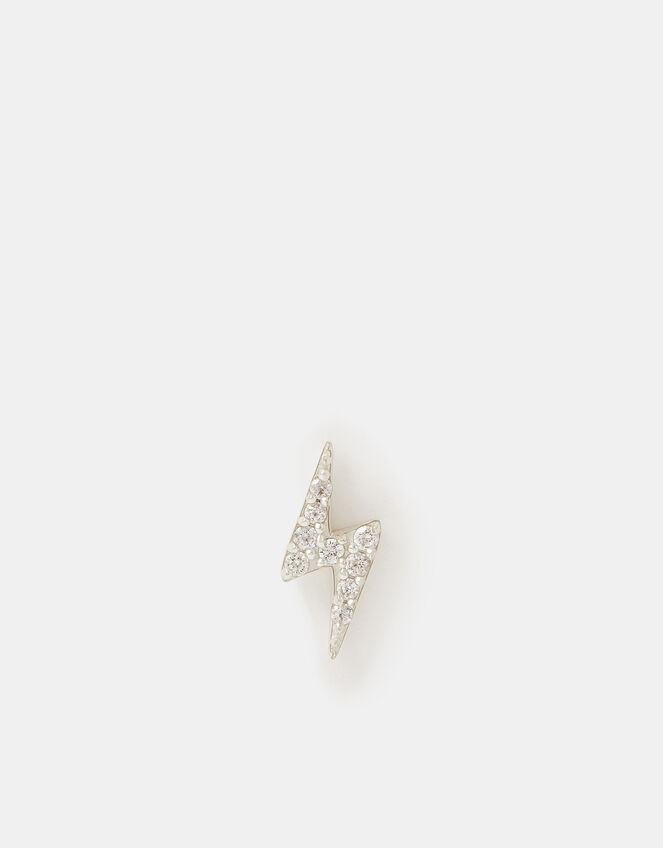 Sterling Silver Lightning Bolt Stud Earrings, , large