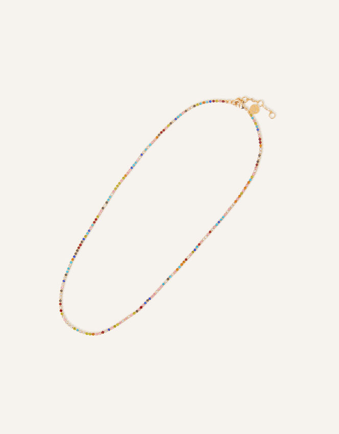 14ct Gold-Plated Rainbow Cupchain Tennis Necklace, , large