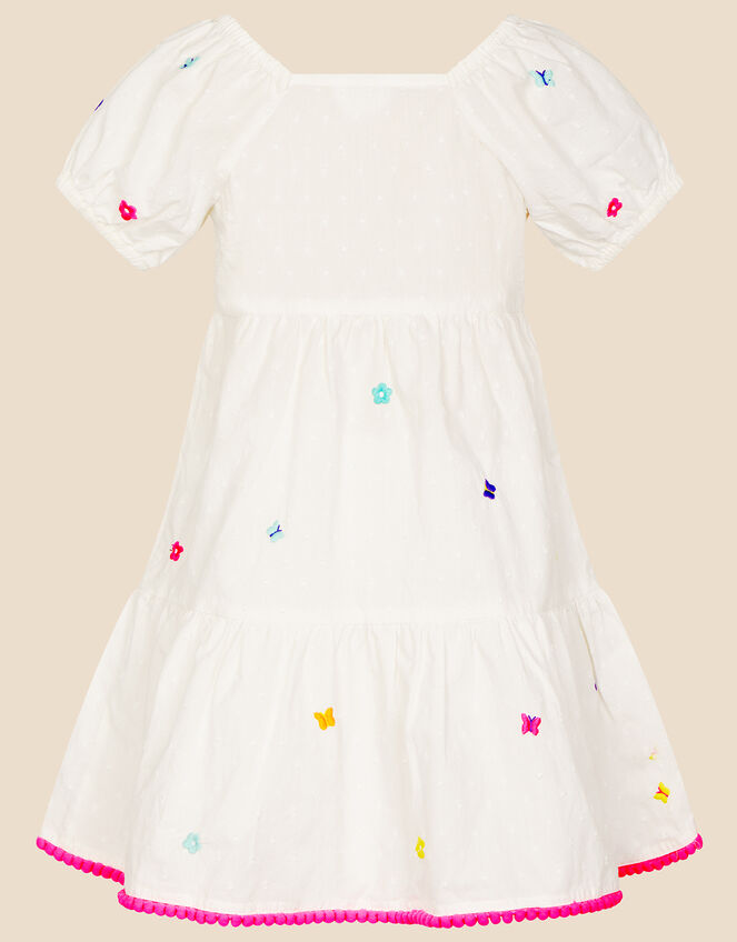 Flower Embroidered Dress, White (WHITE), large