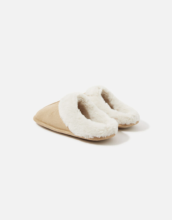 Suedette Mule Slippers, Tan (TAN), large