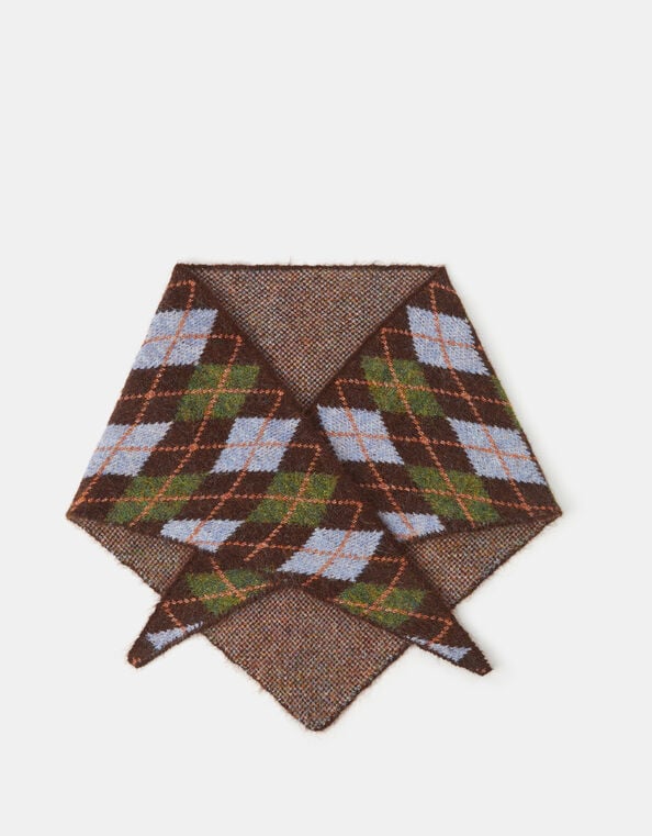 Argyle Knitted Triangle Scarf, , large