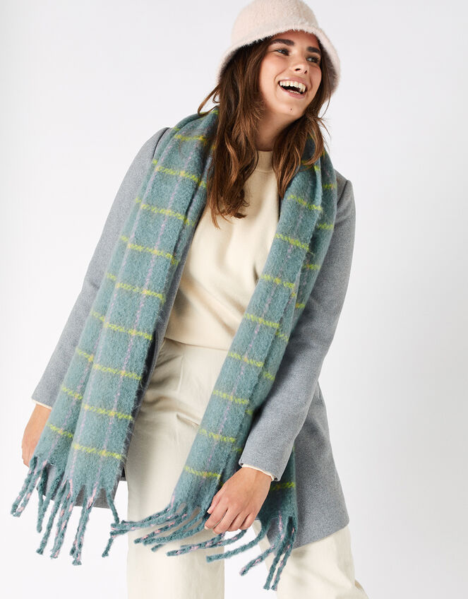 Sophie Brushed Check Blanket Scarf, , large