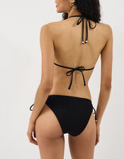 Seersucker Triangle Bikini Top, Black (BLACK), large