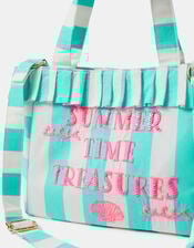 Girls Summer Time Stripe Tote Bag, , large