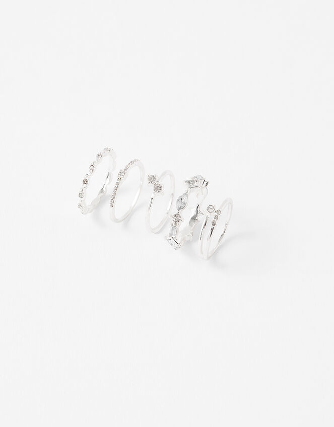 Engagement Stacking Rings with Recycled Metal, White (CRYSTAL), large