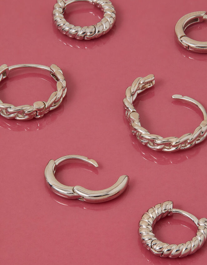 Platinum-Plated Twisted Hoops Set of Three, , large