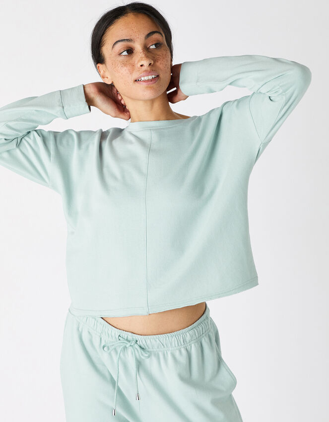 Oversized Cropped Sweatshirt, Green (LIGHT GREEN), large