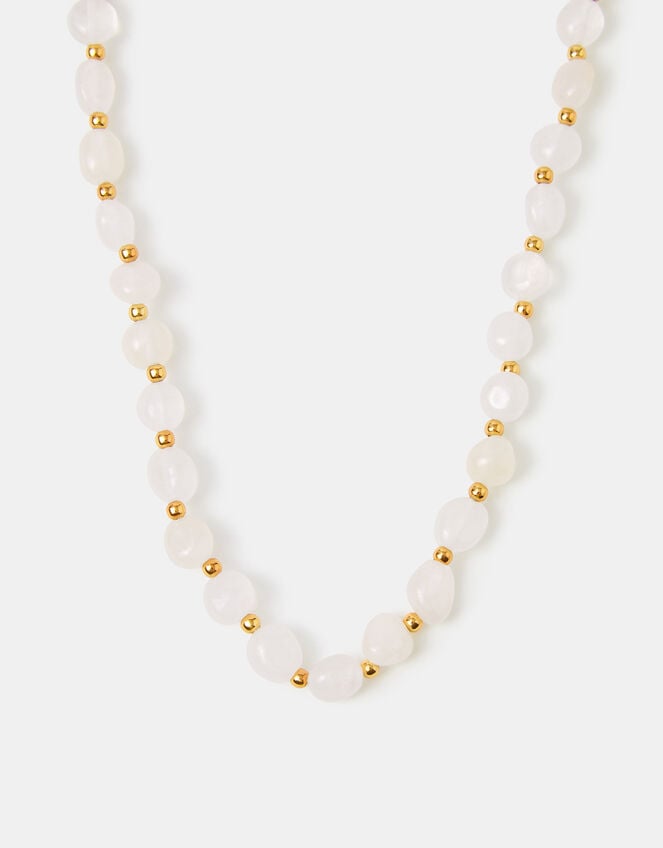 14ct Gold-Plated Cloudy Quartz Necklace, , large