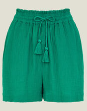 High Waist Crinkle Shorts, Teal (TEAL), large