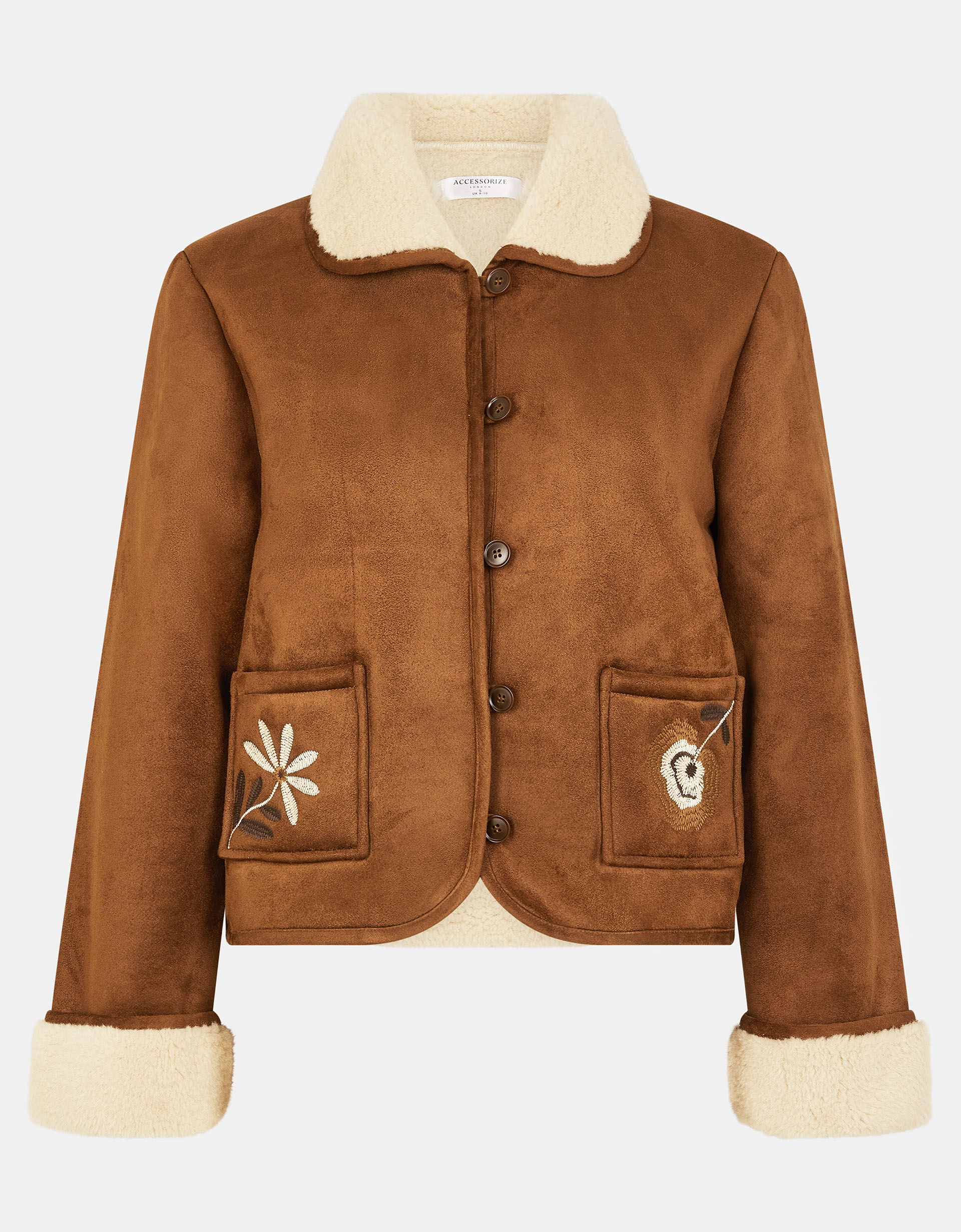 Floral Embroidered Faux Suede Jacket Tan | Shop All | Accessorize UK