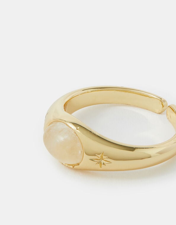 14ct Gold-Plated Moonstone Adjustable Ring, , large