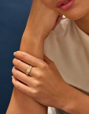 14ct Gold-Plated Star Band Ring, Gold (GOLD), large