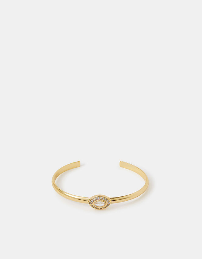 14ct Gold-Plated Chunky Evil Eye Bangle, , large