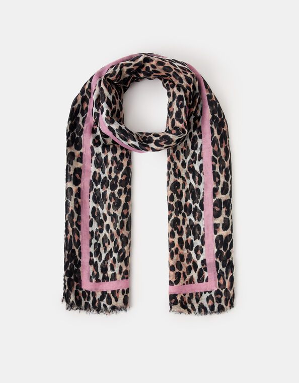 Lightweight Leopard Print Scarf, , large