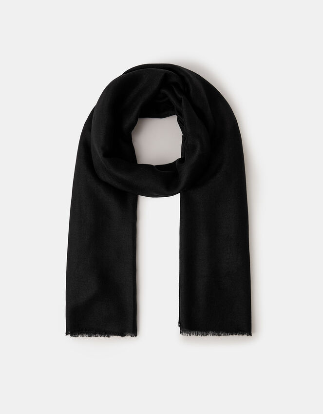 Lightweight Plain Scarf, Black (BLACK), large