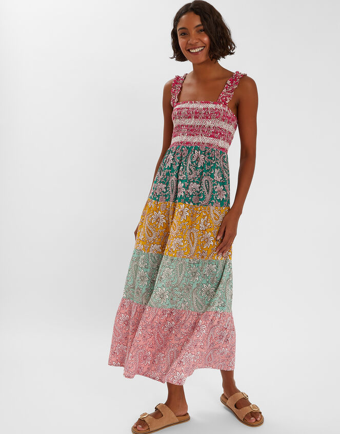 Paisley Print Tiered Maxi Dress, Multi (BRIGHTS MULTI), large