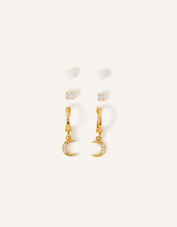 14ct Gold-Plated Celestial Pearl Earrings Set Of Three, , large