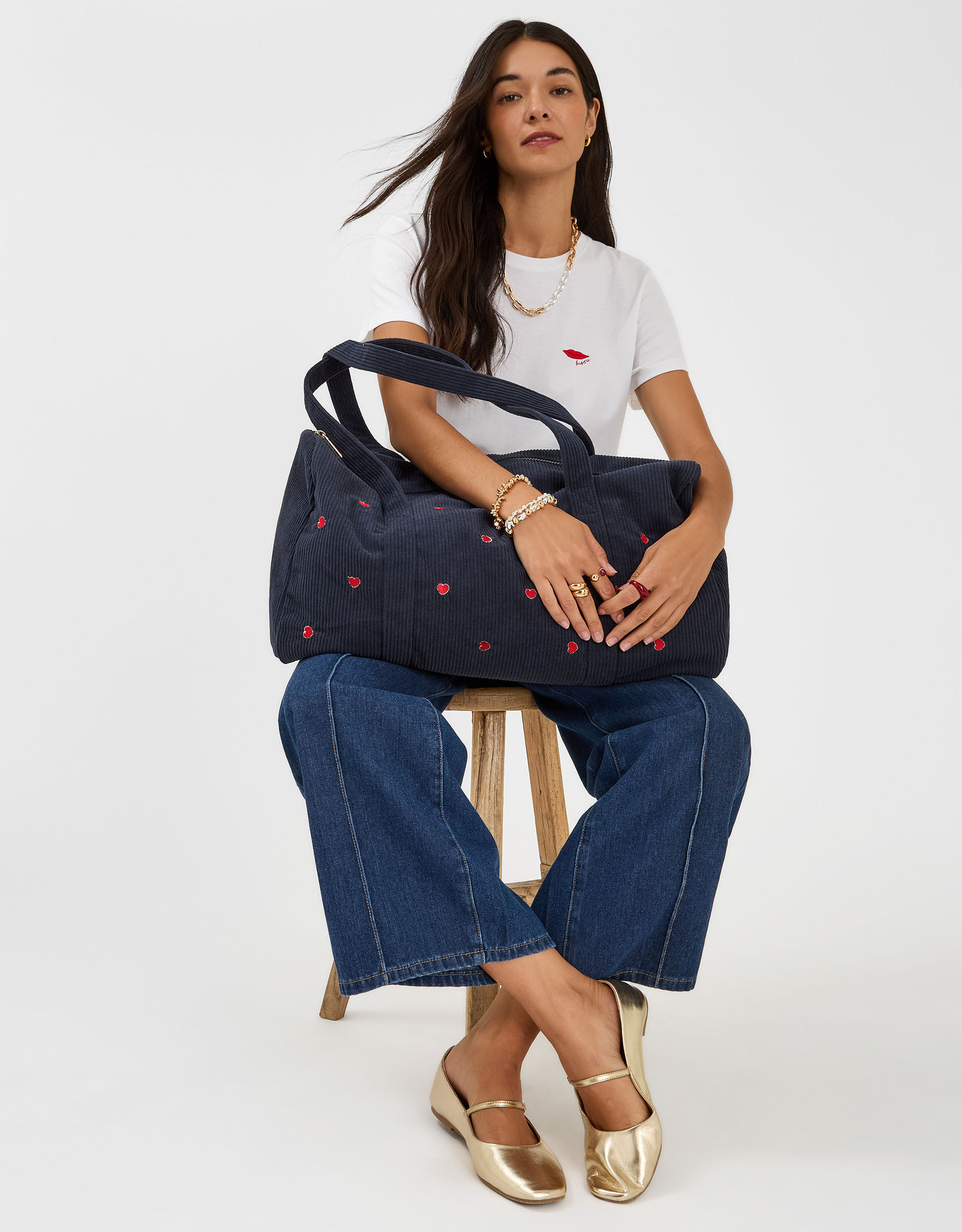 Heart Corduroy Duffle Bag | Travel Bags | Accessorize UK