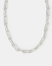 Sterling Silver-Plated Chunky Molten Link Necklace, , large
