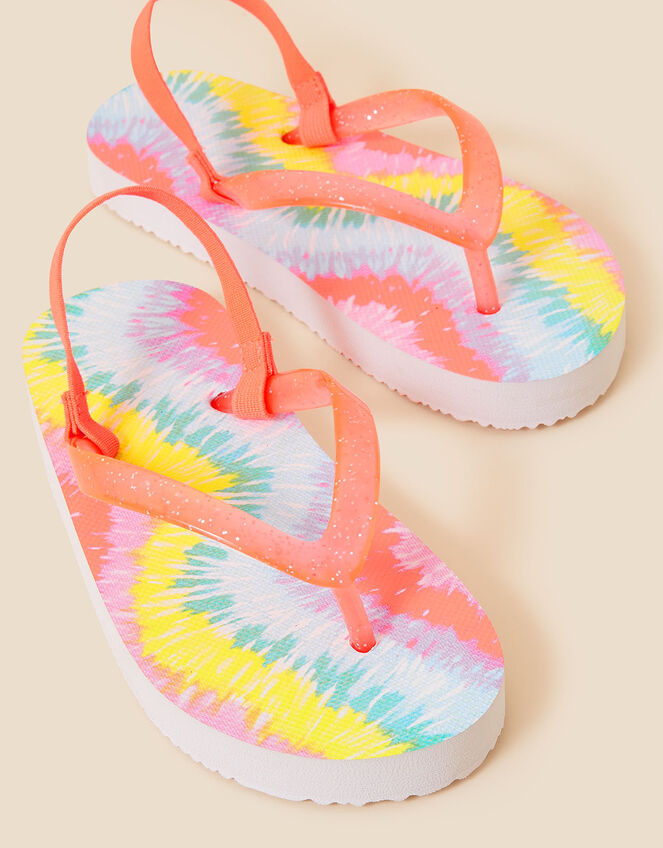 Girls Tie Dye Print Flip Flops , Multi (BRIGHTS-MULTI), large