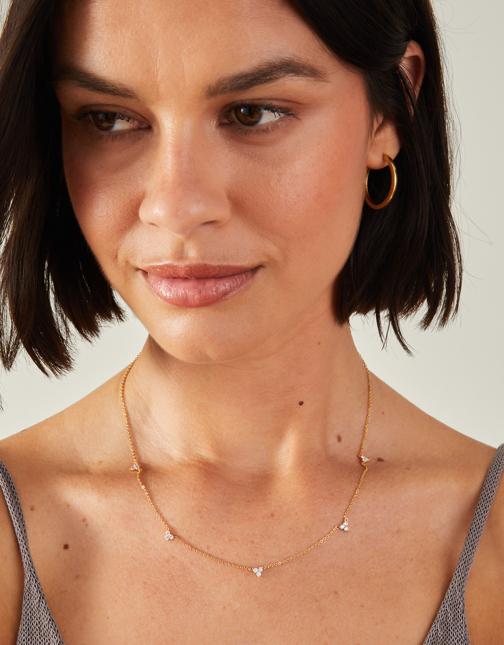 14ct Gold Plated Crystal Station Necklace Gold Plated Accessorize Global
