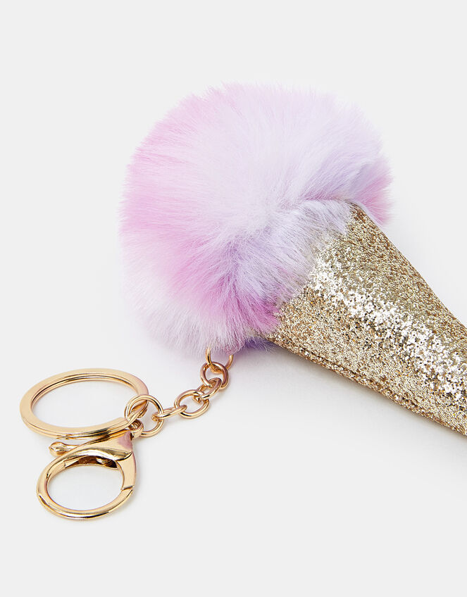 Girls Fluffy Ice Cream Bag Charm, , large