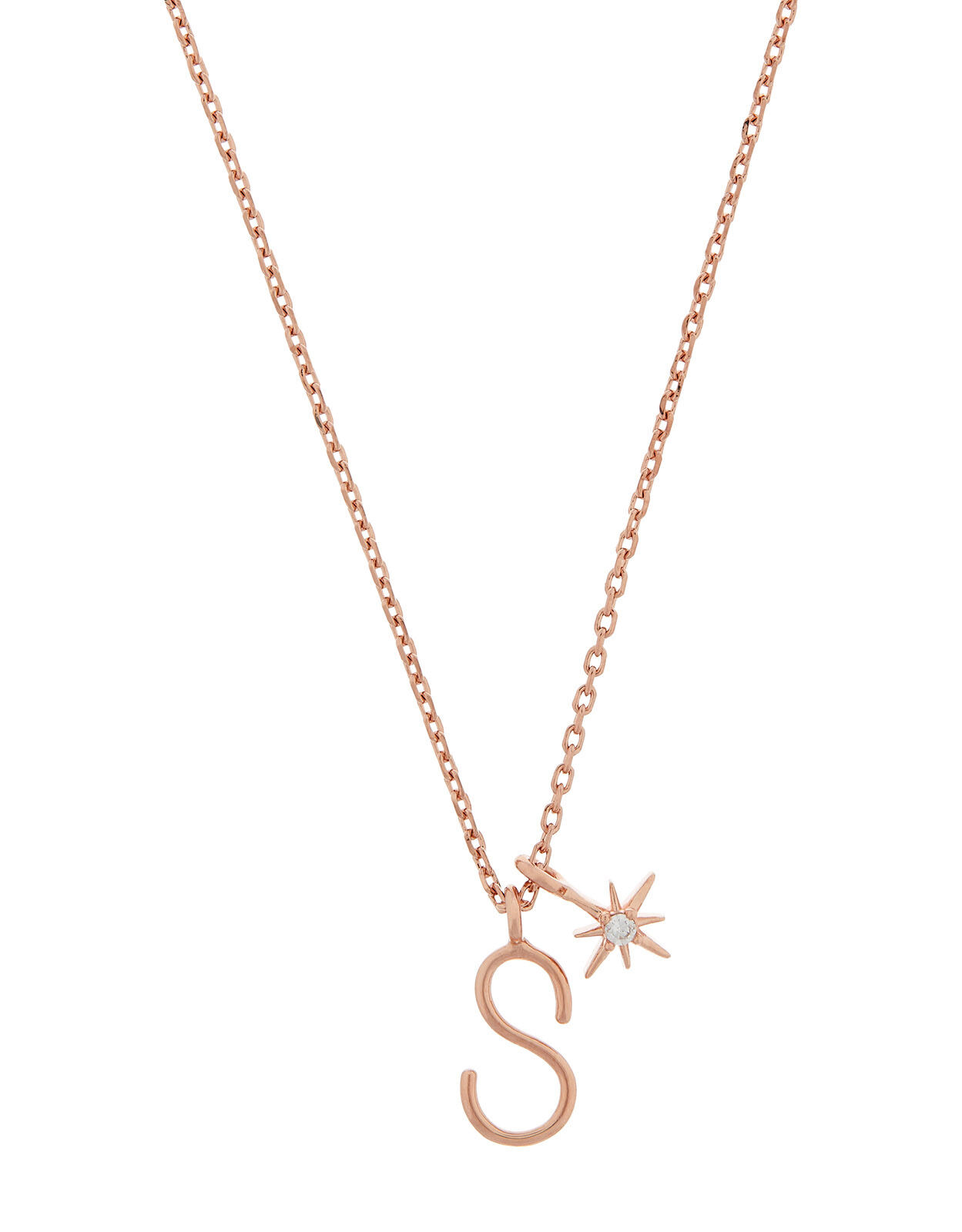Rose Gold-Plated Initial Star Necklace 