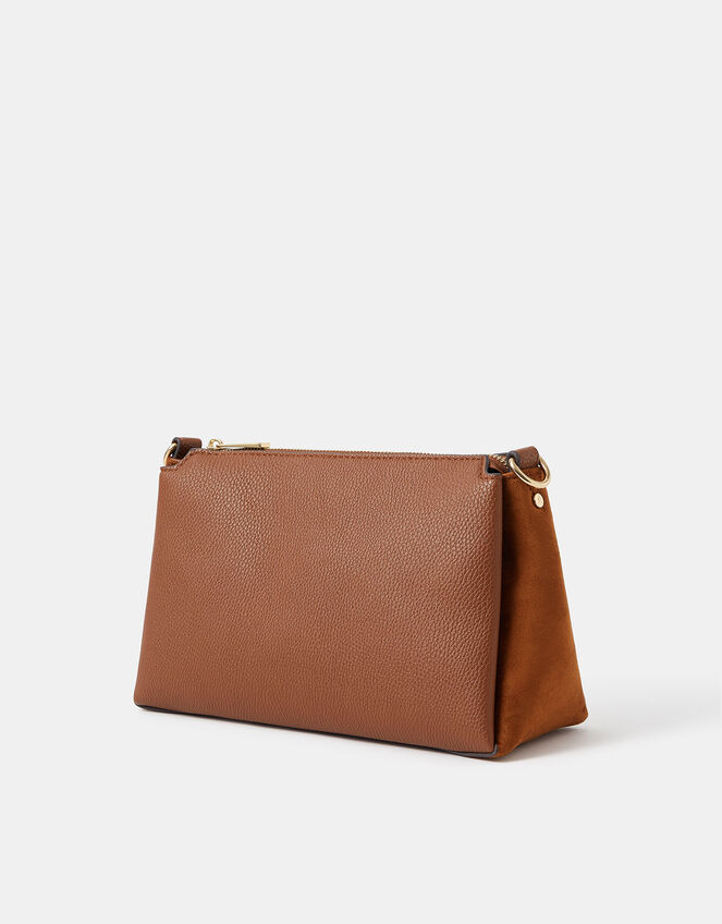 Webbing Strap Suedette Crossbody Bag, Tan (TAN), large