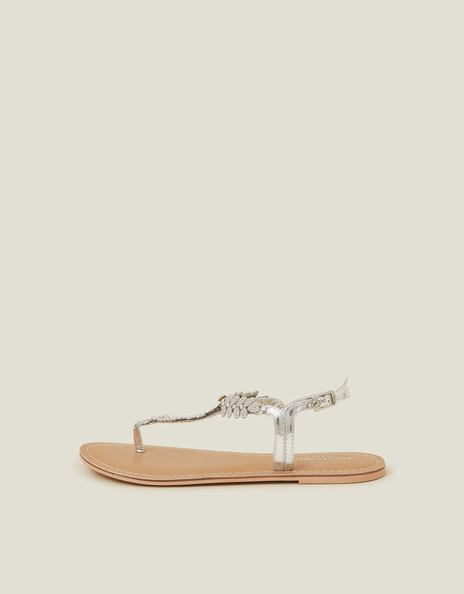 Diamant&eacute; Leaf Embellished Sandals, White (CRYSTAL), large