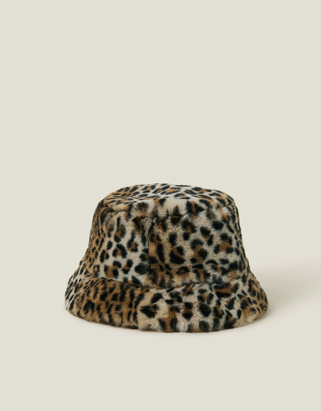 Faux Fur Bucket Hat, Leopard (LEOPARD), large