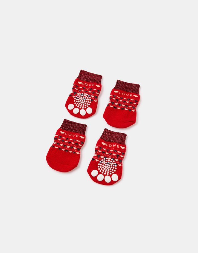 Love Christmas Fair Isle Dog Booties, Red (RED), large