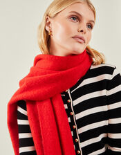 Plain Tassel Scarf, Red (RED), large